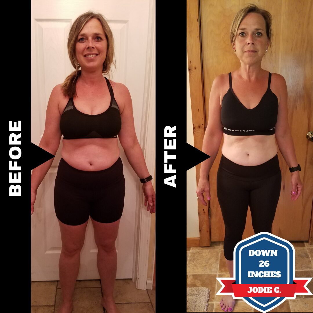 A before and after picture of weight loss